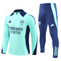24-25 Arsenal lake blue with navy blue half zipper training tracksuit