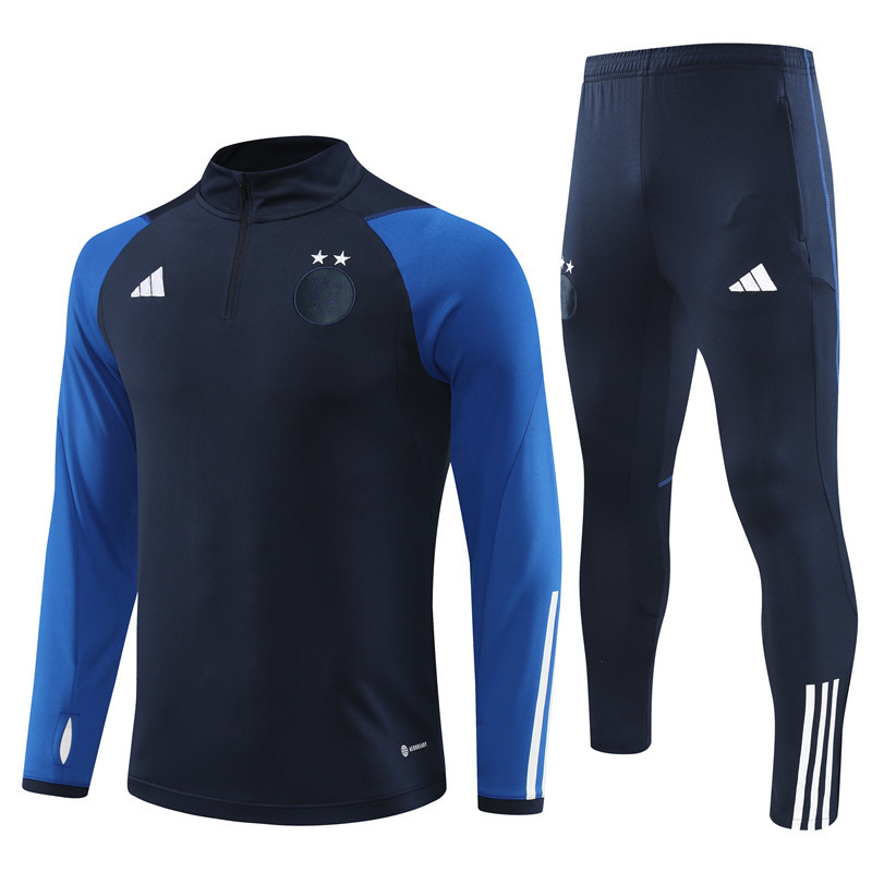 23-24 Algeria navy blue with blue stripe half zipper sweater tracksuit 23-24 Algeria navy blue with blue stripe half zipper sweater tracksuit