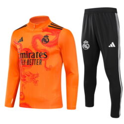24-25 Real Madrid orange with dragon half zipper training tracksuit