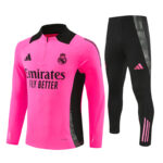 24-25 Real Madrid rose red with black stripe half zipper sweater tracksuit