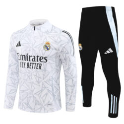 24-25 Real Madrid white with gray half zipper training tracksuit