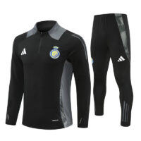 24-25 Riyadh black with gray stripe half zipper sweater tracksuit