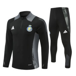 24-25 Riyadh black with gray stripe half zipper sweater tracksuit