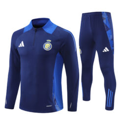 24-25 Riyadh navy blue stripe half zipper sweater tracksuit