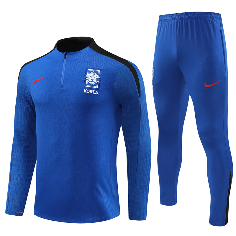24-25 South Korea color blue with black half zipper training tracksuit