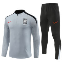 24-25 South Korea light gray with black half zipper training tracksuit