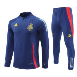 24-25 Spain navy blue with red half zipper training tracksuit