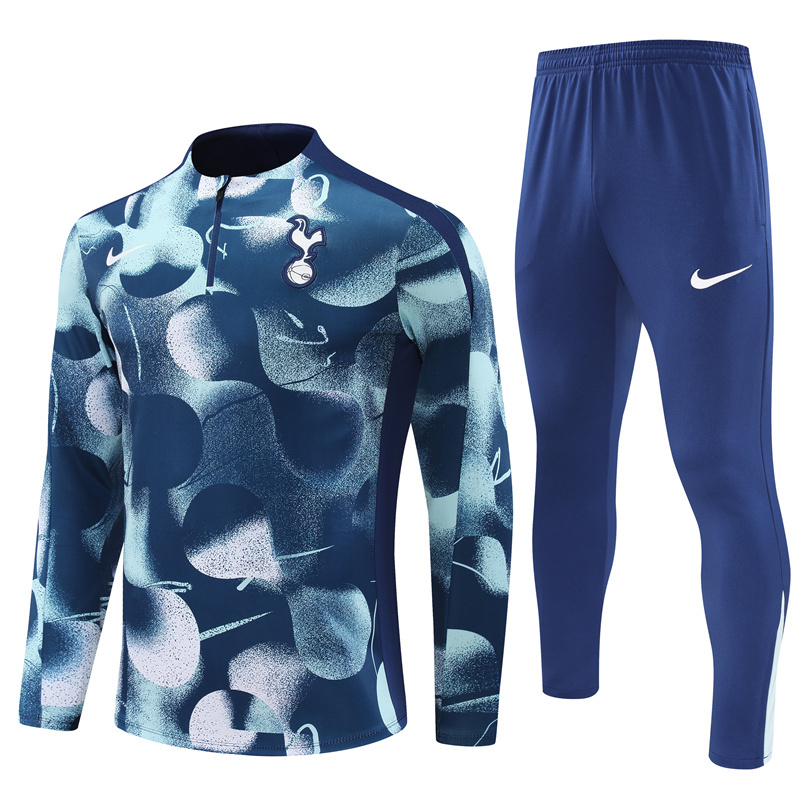 24-25 Tottenham camo blue half zipper training tracksuit