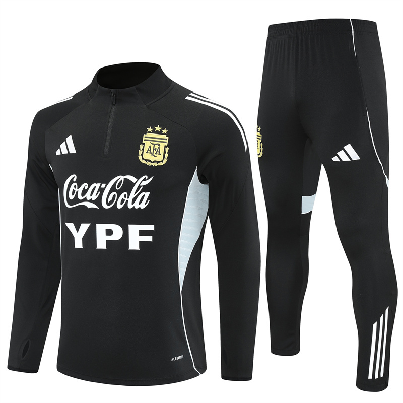 25-26 Argentina black with white stripe half zipper sweater tracksuit