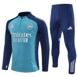 25-26 Arsenal green with navy blue half zipper sweater tracksuit