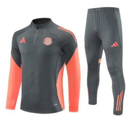 25-26 Bayern dark gray with orange stripe half zipper sweater tracksuit