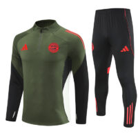 25-26 Bayern green with black half zipper sweater tracksuit