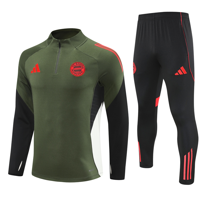 25-26 Bayern green with black half zipper sweater tracksuit