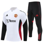 25-26 Manud white with black and red stripe half zipper sweater tracksuit