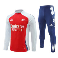 24-25 Arsenal red with white half zipper training tracksuit
