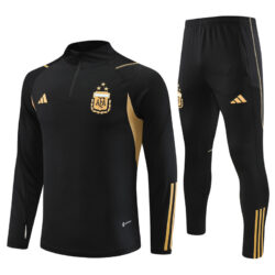 23-24 Argentina black with gold stripe half zipper sweater tracksuit
