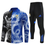 25-26 Real Madrid black and blue dragon version half zipper sweater tracksuit