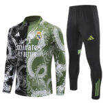 25-26 Real Madrid black and green dragon version half zipper sweater tracksuit