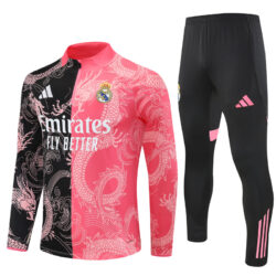 25-26 Real Madrid black and pink dragon version half zipper sweater tracksuit