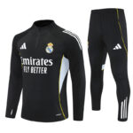 25-26 Real Madrid black with white stripe half zipper sweater tracksuit