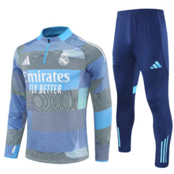 25-26 Real Madrid camo light blue half zipper sweater tracksuit