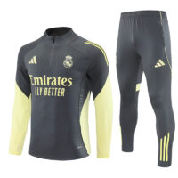 25-26 Real Madrid dark gray with green half zipper sweater tracksuit