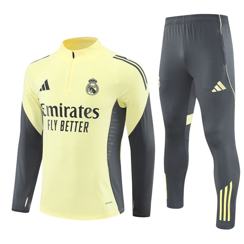 25-26 Real Madrid green with dark gray half zipper sweater tracksuit