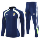 25-26 Real Madrid navy blue with white stripe half zipper sweater tracksuit