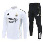 25-26 Real Madrid white with gray stripe half zipper sweater tracksuit