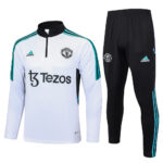 B718# 23-24 Manud white with black half zipper sweater tracksuit