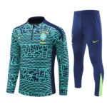 24-25 Brazil camouflage lake blue half zipper training tracksuit