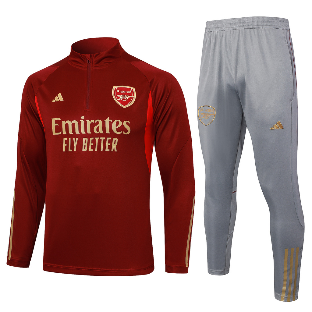 B734# 23-24 Arsenal dark red with gray pants half zipper sweater tracksuit B734# 23-24 Arsenal dark red with gray pants half zipper sweater tracksuit