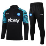 B757# 23-24 Napoli black with blue half zipper sweater tracksuit