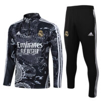 B758# 23-24 Real Madrid black printing half zipper sweater tracksuit