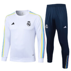 B761# 23-24 Real Madrid white round collar sweater tracksuit