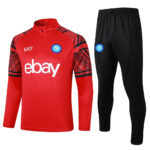 B765# 23-24 Napoli red with black half zipper sweater tracksuit