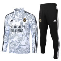 B768# 23-24 Real Madrid white with dragon half zipper training tracksuit