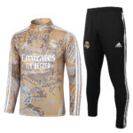 B771# 23-24 Real Madrid gold with dragon half zipper training tracksuit