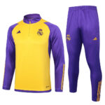 B786# 23-24 Real Madrid yellow with purple half zipper sweater tracksuit