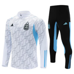 23-24 Argentina white with gray half zipper training tracksuit
