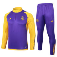 B788# 23-24 Real Madrid purple with yellow half zipper sweater tracksuit