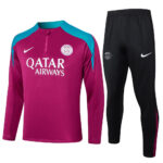 B821# 24-25 PS G purple with green half zipper training tracksuit