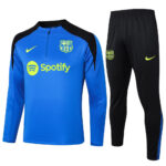 B822# 24-25 Bar color blue with black half zipper training tracksuit