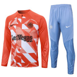 B825# 24-25 Inter orange with white half zipper training tracksuit