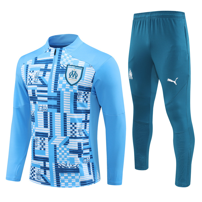 24-25 Marseille camo light blue half zipper training tracksuit