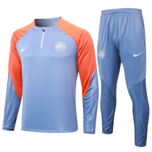 B826# 24-25 Inter light gray with orange half zipper training tracksuit