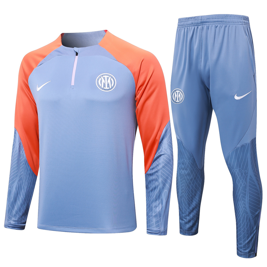 B826# 24-25 Inter light gray with orange half zipper training tracksuit