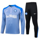 B829# 24-25 Inter light gray with color blue half zipper training tracksuit
