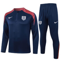 B831# 24-25 England navy blue with red half zipper training tracksuit