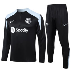 B856# 24-25 Bar black with light gray half zipper training tracksuit